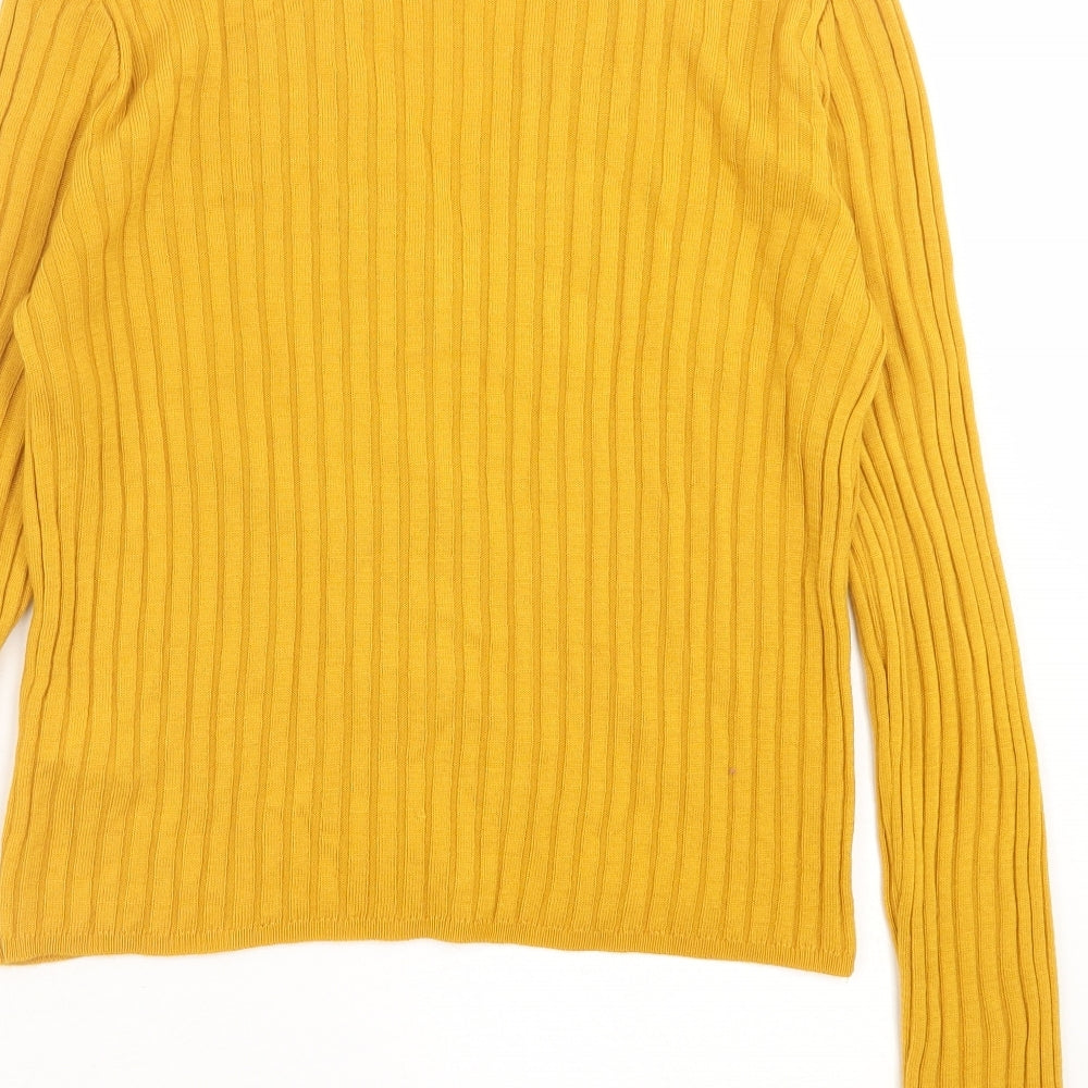 Primark Womens Yellow V-Neck  Acrylic Cardigan Jumper Size M