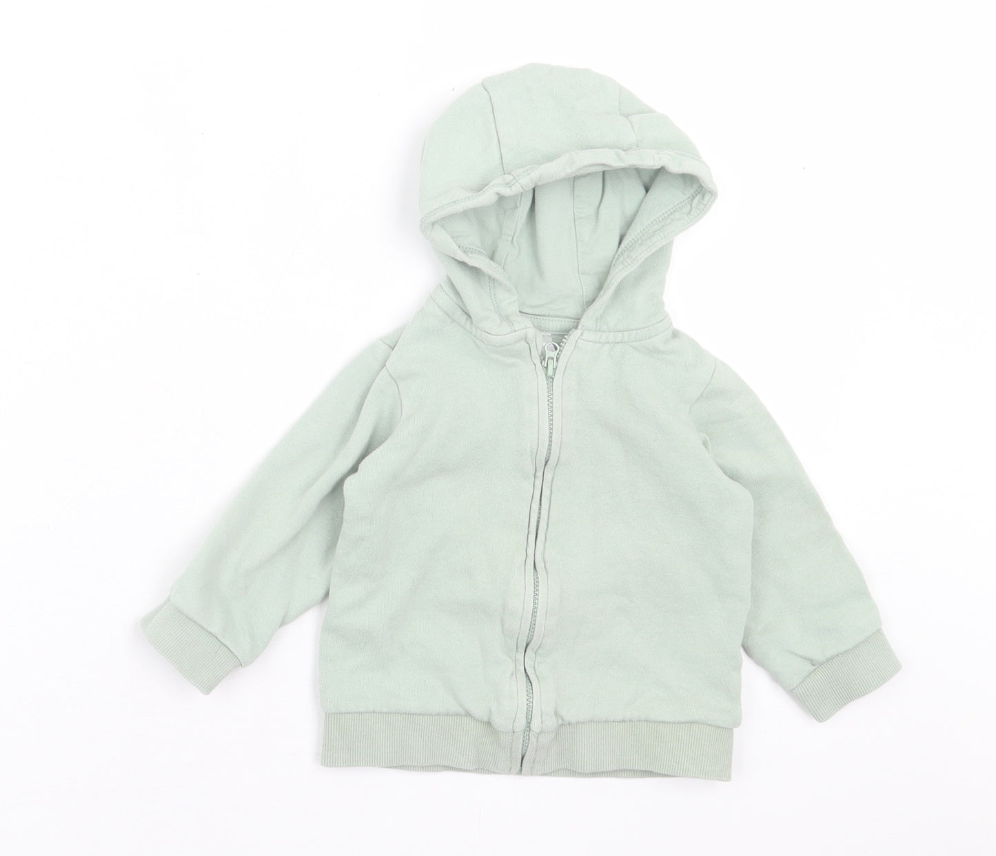 H&M Girls Green  Cotton Full Zip Jumper Size 9-12 Months  Zip