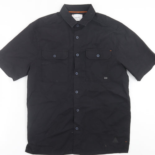Adapt Mens Black  Cotton  Button-Up Size S Collared Button