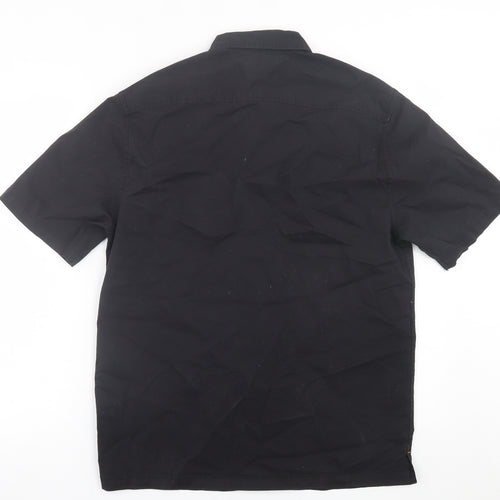 Adapt Mens Black  Cotton  Button-Up Size S Collared Button