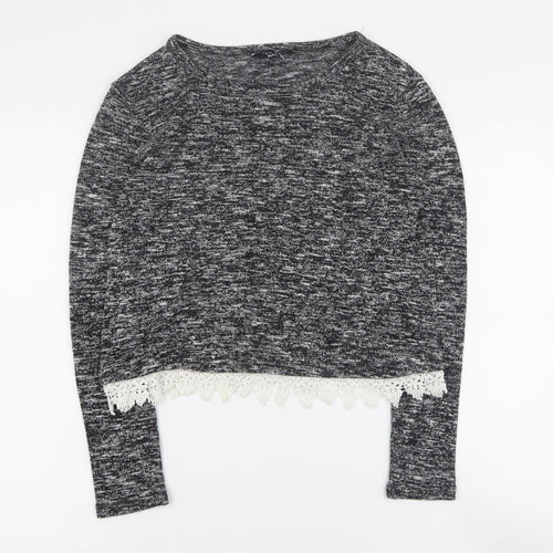 New Look Girls Grey Round Neck  Polyester Pullover Jumper Size 12-13 Years  Pullover