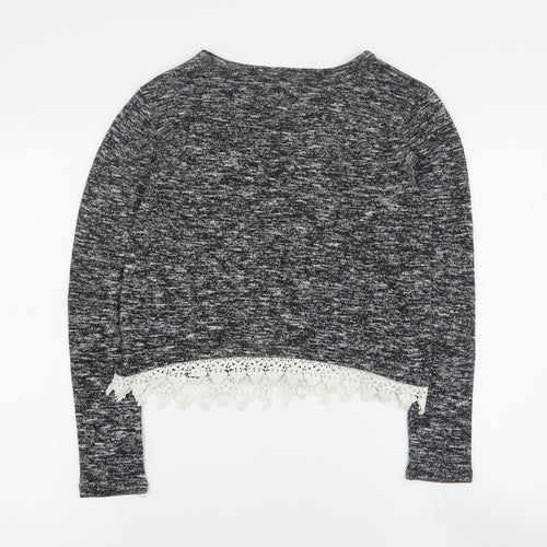 New Look Girls Grey Round Neck  Polyester Pullover Jumper Size 12-13 Years  Pullover
