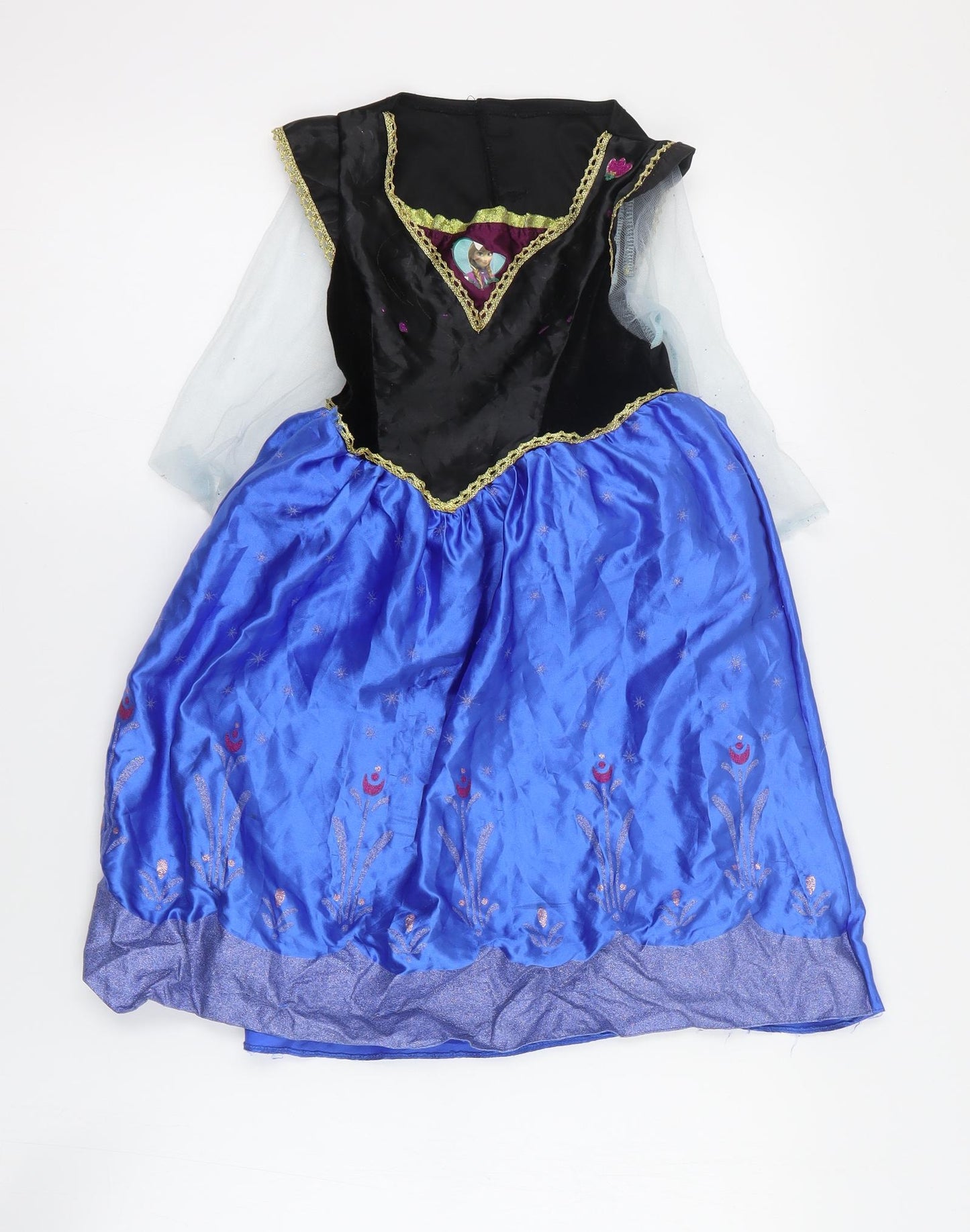 Nutmeg Girls Blue Colourblock Polyester A-Line  Size 3-4 Years  Square Neck Hook & Loop - Frozen fancy dress