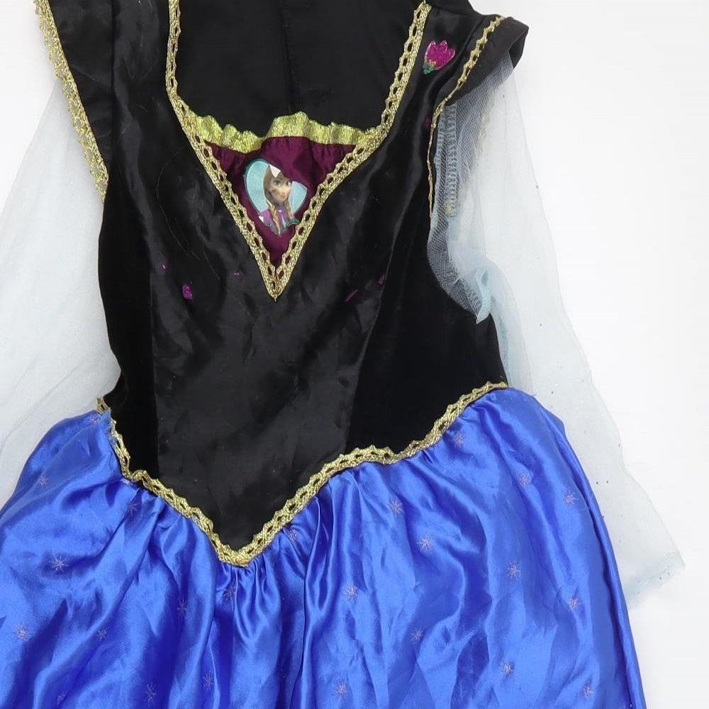 Nutmeg Girls Blue Colourblock Polyester A-Line  Size 3-4 Years  Square Neck Hook & Loop - Frozen fancy dress