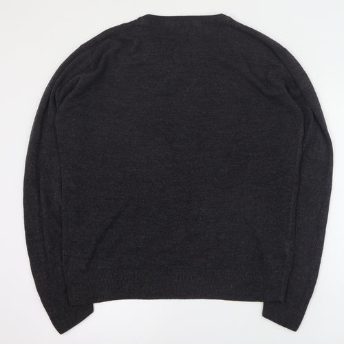 Easy Mens Grey V-Neck  Acrylic Pullover Jumper Size L