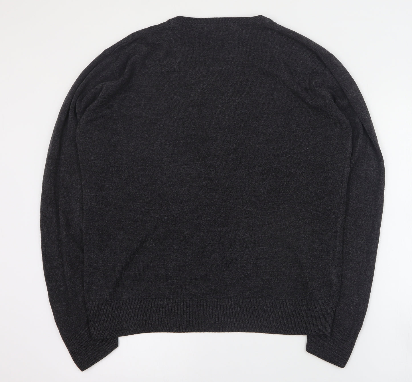 Easy Mens Grey V-Neck  Acrylic Pullover Jumper Size L