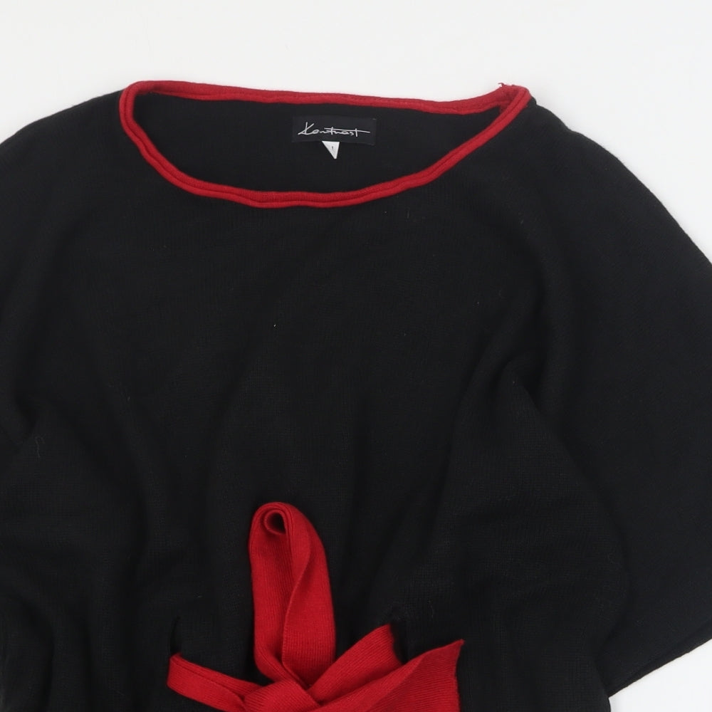 Kontrast Womens Black Round Neck  Cotton Pullover Jumper Size 18