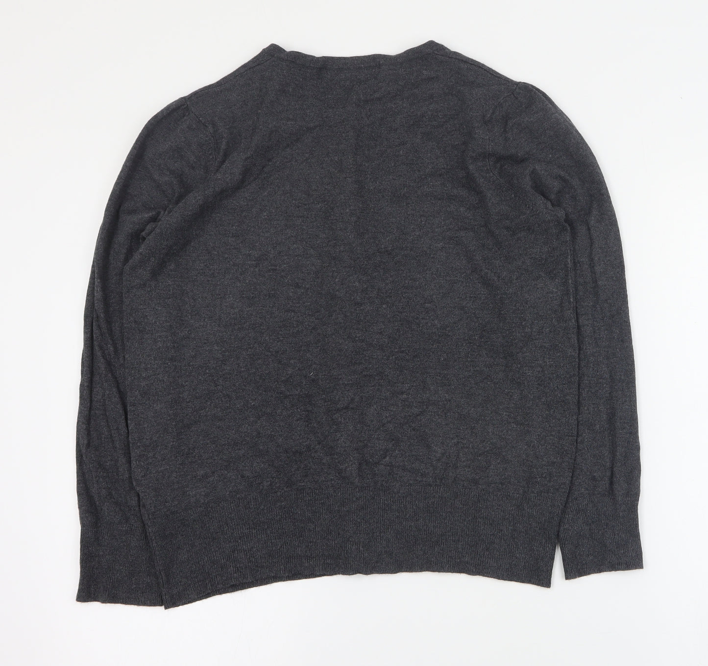Marks and Spencer Womens Grey Round Neck  Viscose Cardigan Jumper Size 14