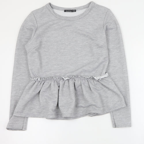 Boohoo Womens Grey  Polyester Pullover Sweatshirt Size 14  Pullover