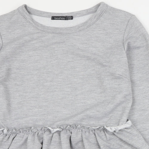 Boohoo Womens Grey  Polyester Pullover Sweatshirt Size 14  Pullover
