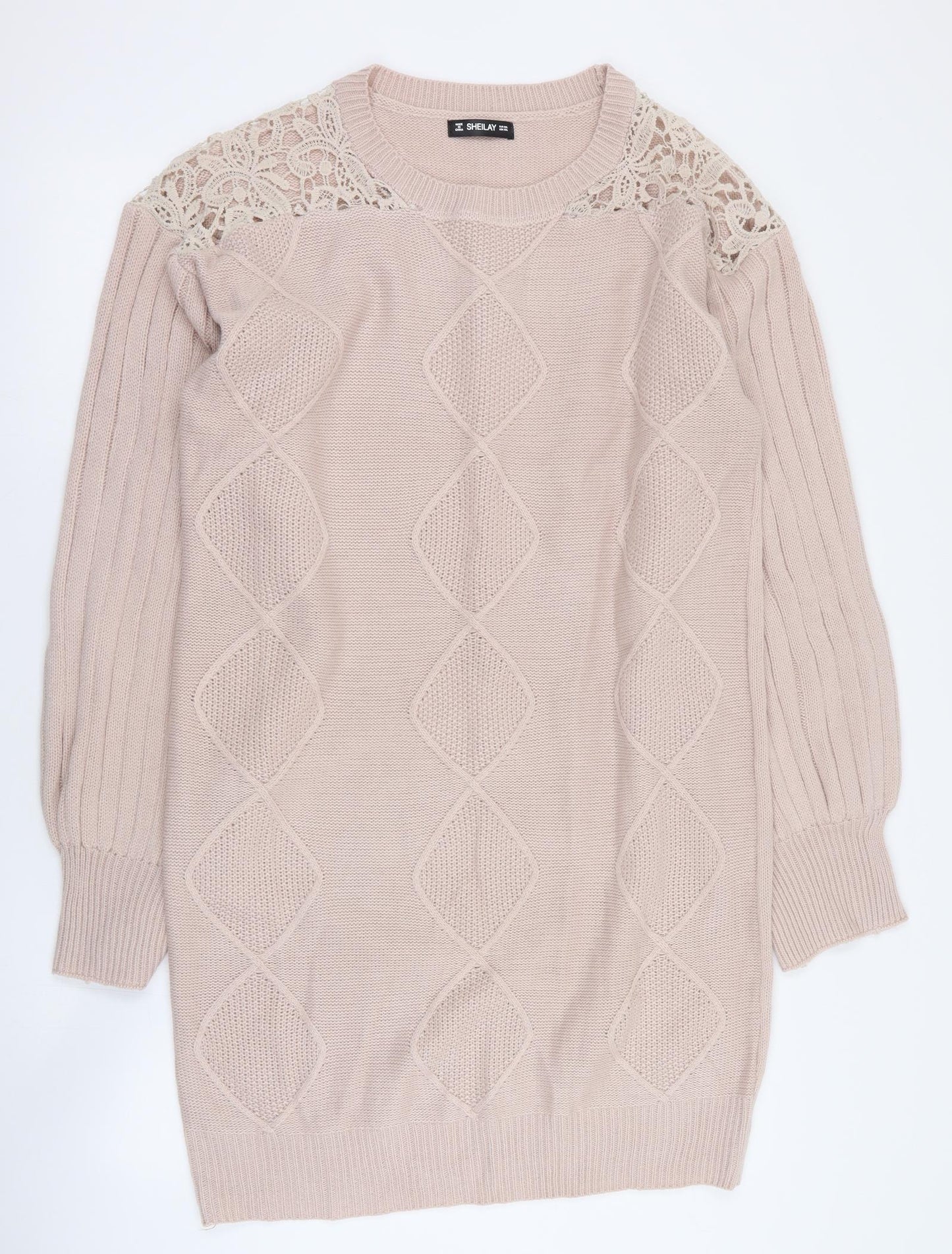 Sheilay Womens Pink  Acrylic Jumper Dress  Size 2XL  Round Neck Pullover