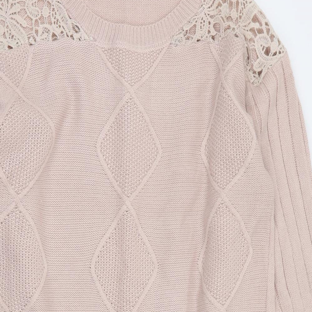 Sheilay Womens Pink  Acrylic Jumper Dress  Size 2XL  Round Neck Pullover