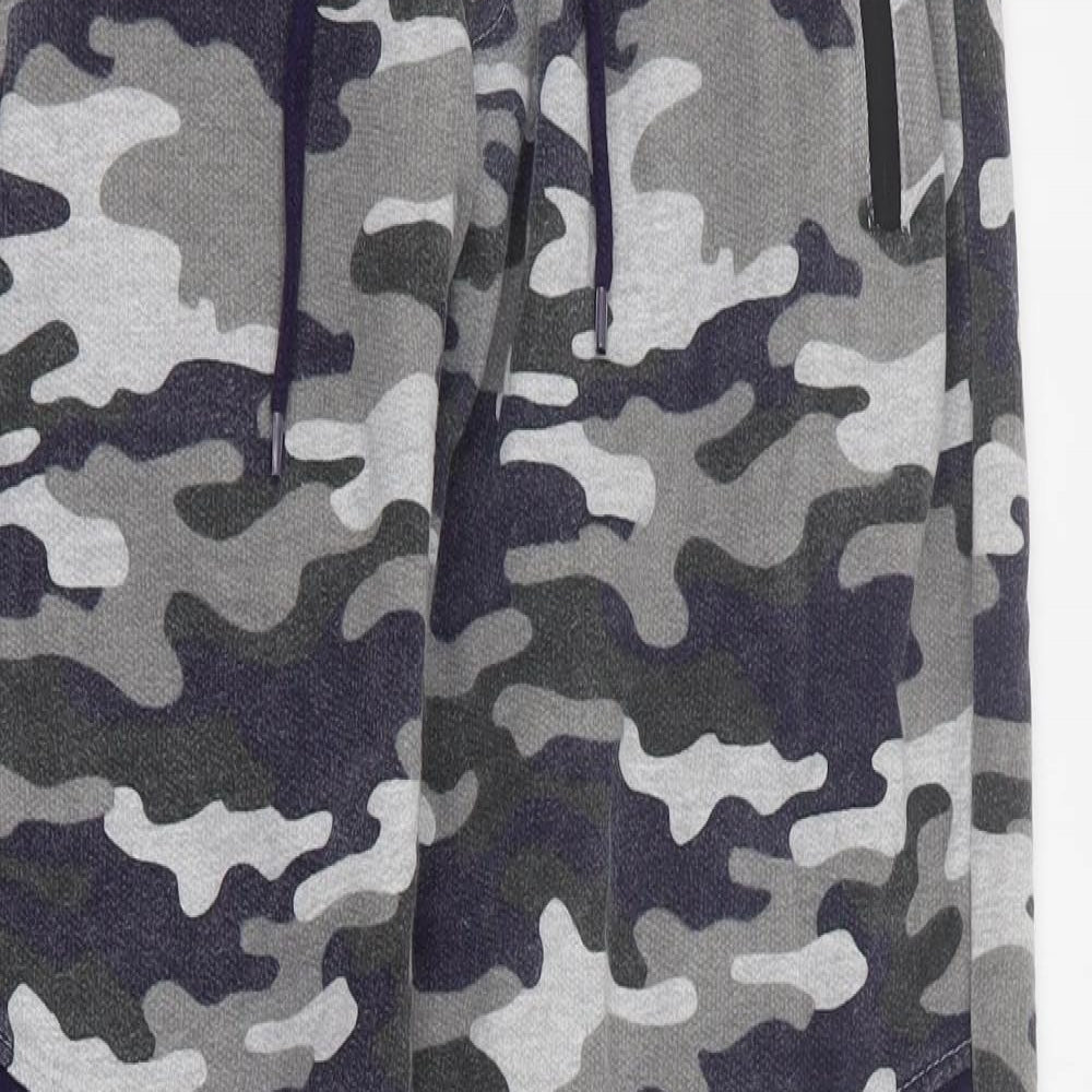 Pep & Co Mens Blue Camouflage Cotton Jogger Trousers Size S L30 in Regular Drawstring