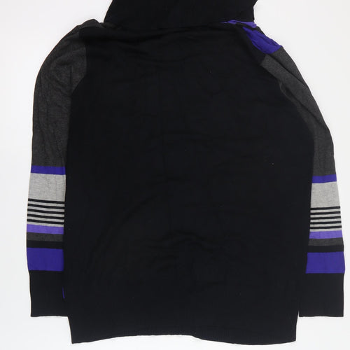 Brandtex Womens Grey Roll Neck Striped Viscose Pullover Jumper Size XL
