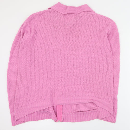 Glimpse Womens Pink Collared  Acrylic Full Zip Jumper Size S