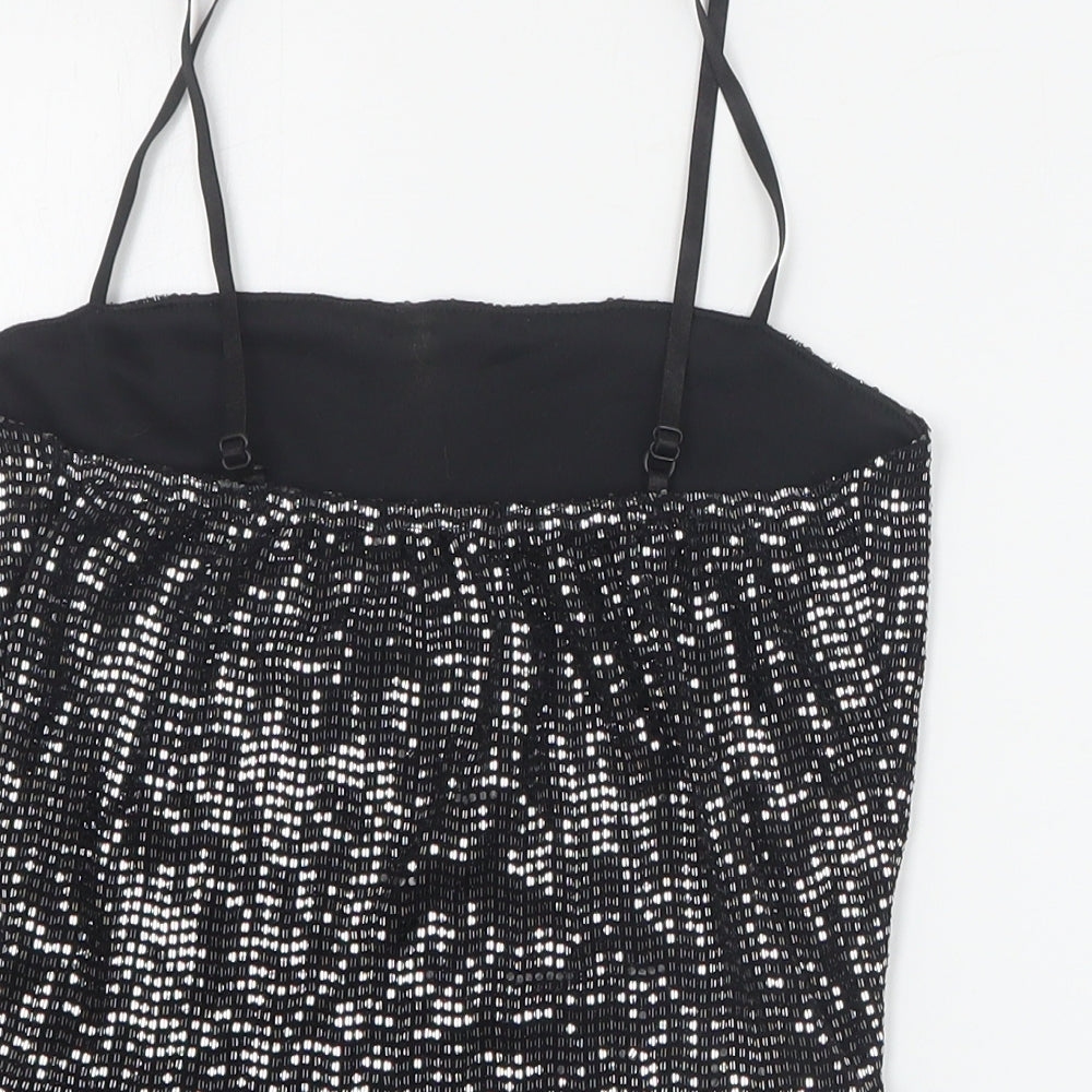 Quiz Womens Black  Nylon Cropped Tank Size 10 Square Neck