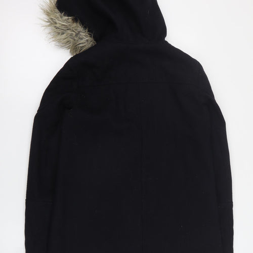 New Look Womens Black   Overcoat Coat Size 8  Zip