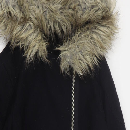 New Look Womens Black   Overcoat Coat Size 8  Zip