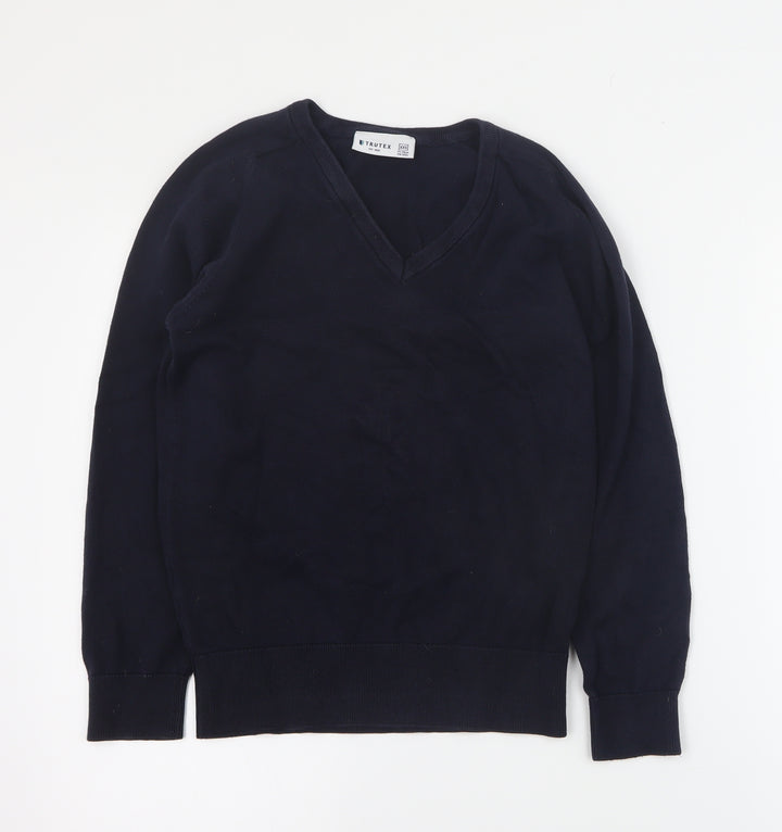 Trutex Boys Blue V-Neck Cotton Pullover Jumper Size 2XS Pullover