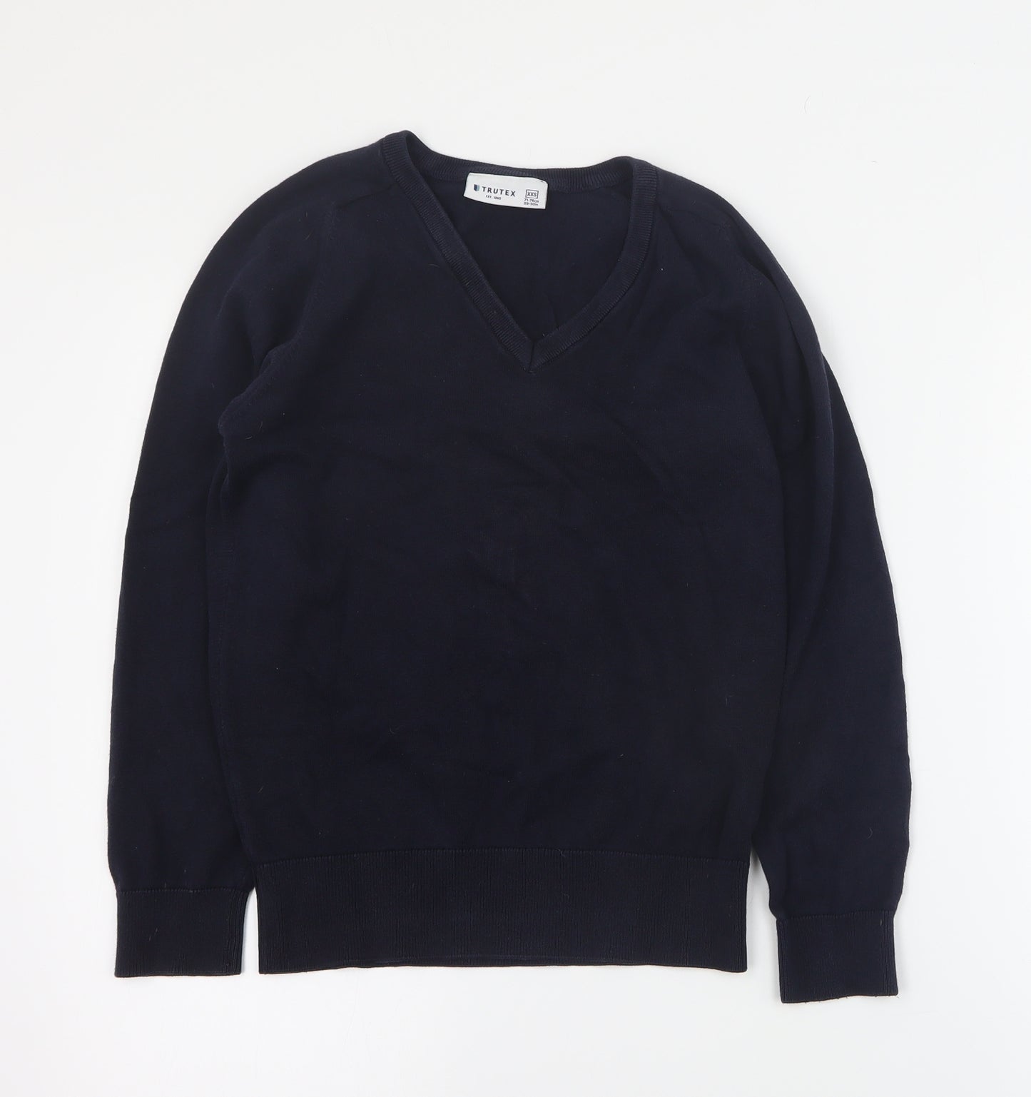Trutex Boys Blue V-Neck  Cotton Pullover Jumper Size 2XS  Pullover