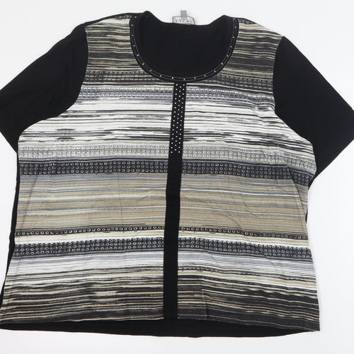 Laura Plus Womens Multicoloured Striped  Basic Blouse Size 2XL Round Neck