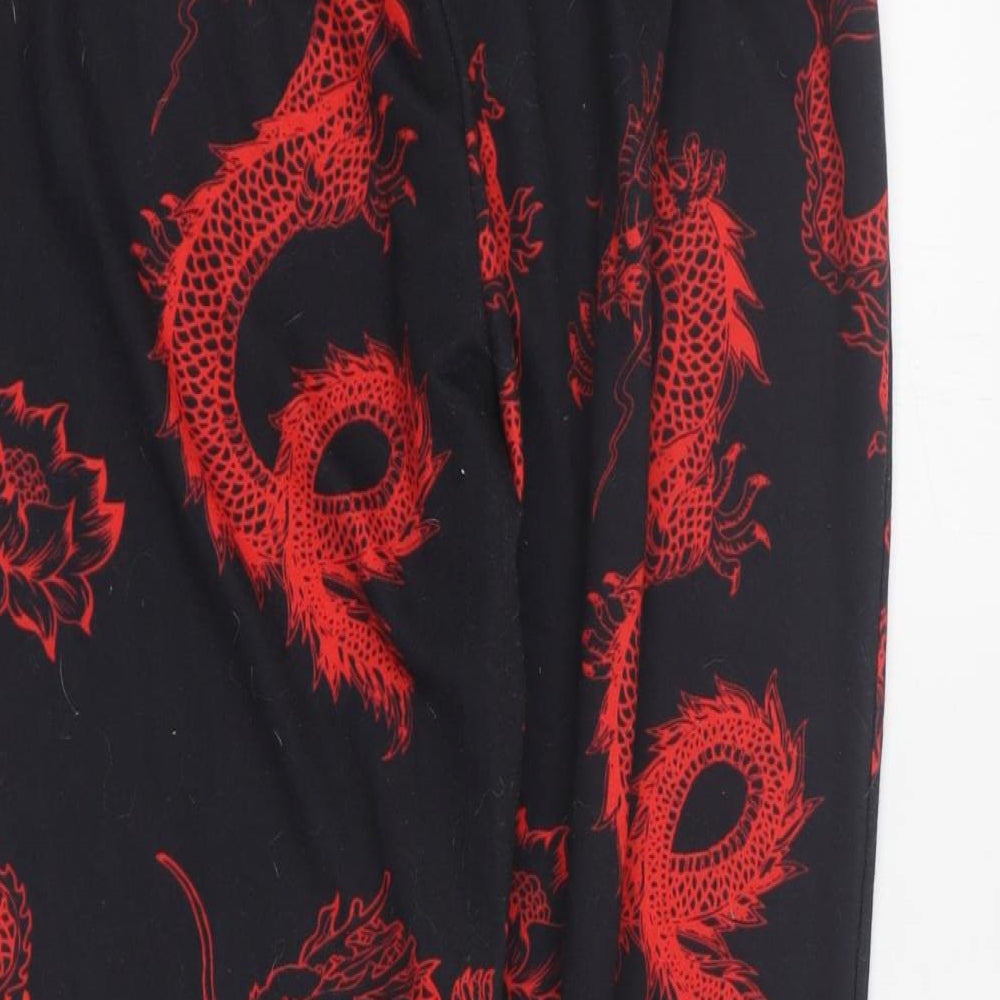 Zaful Womens Black Geometric Polyester Jogger Trousers Size 8 L26 in Regular
