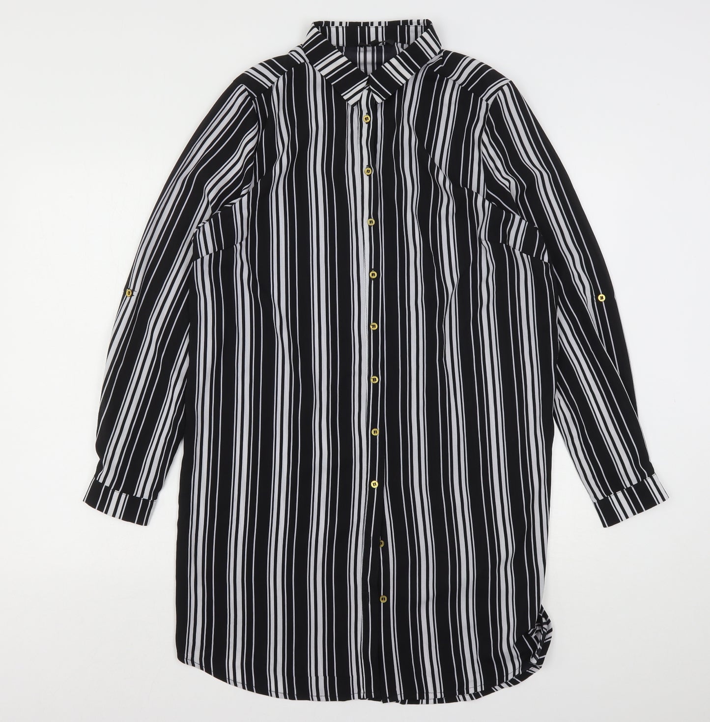 Kiah Womens Multicoloured Striped Polyester Shirt Dress  Size 12  Collared
