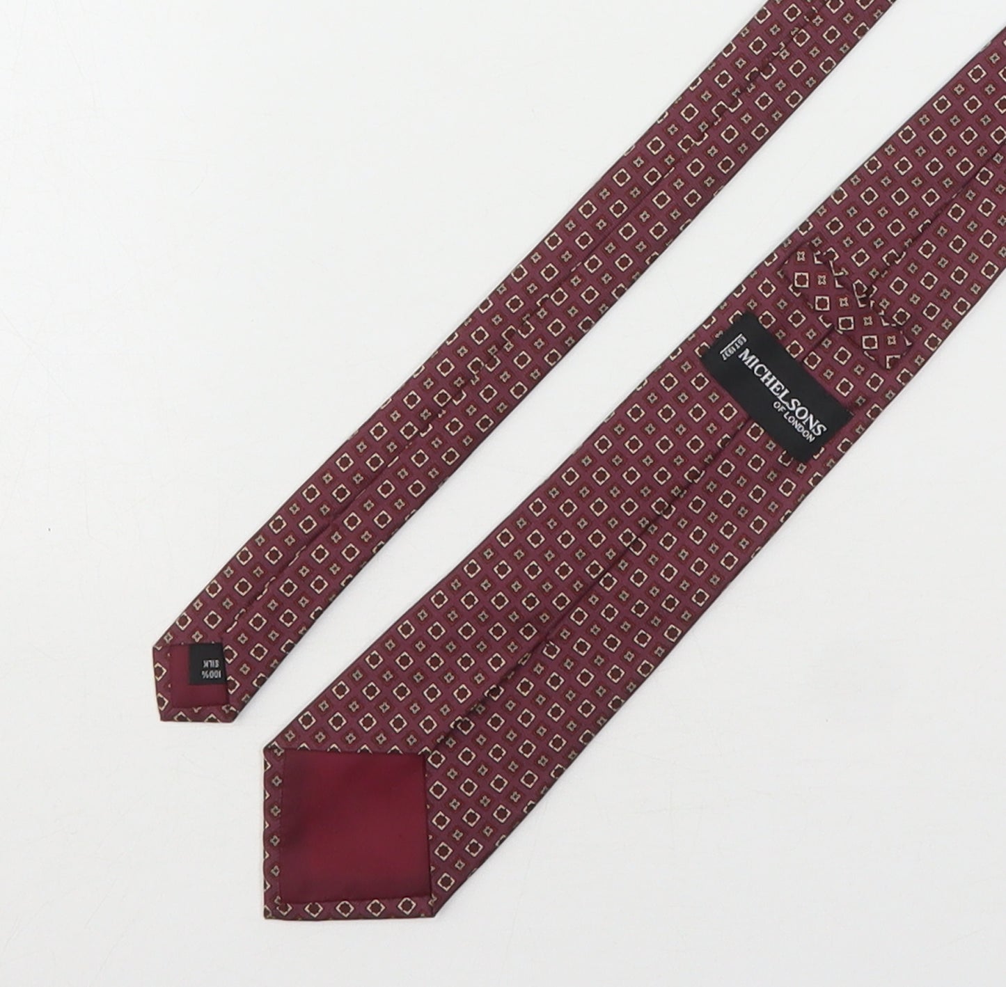 Michelsons Mens Multicoloured Geometric Silk Pointed Tie One Size