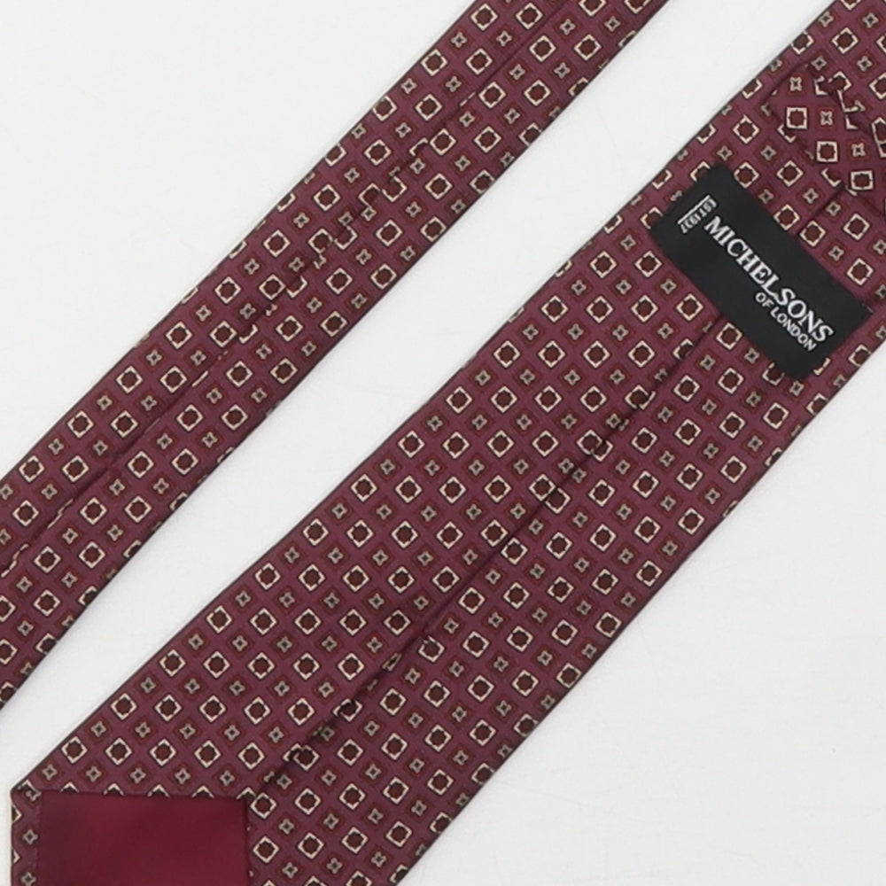 Michelsons Mens Multicoloured Geometric Silk Pointed Tie One Size