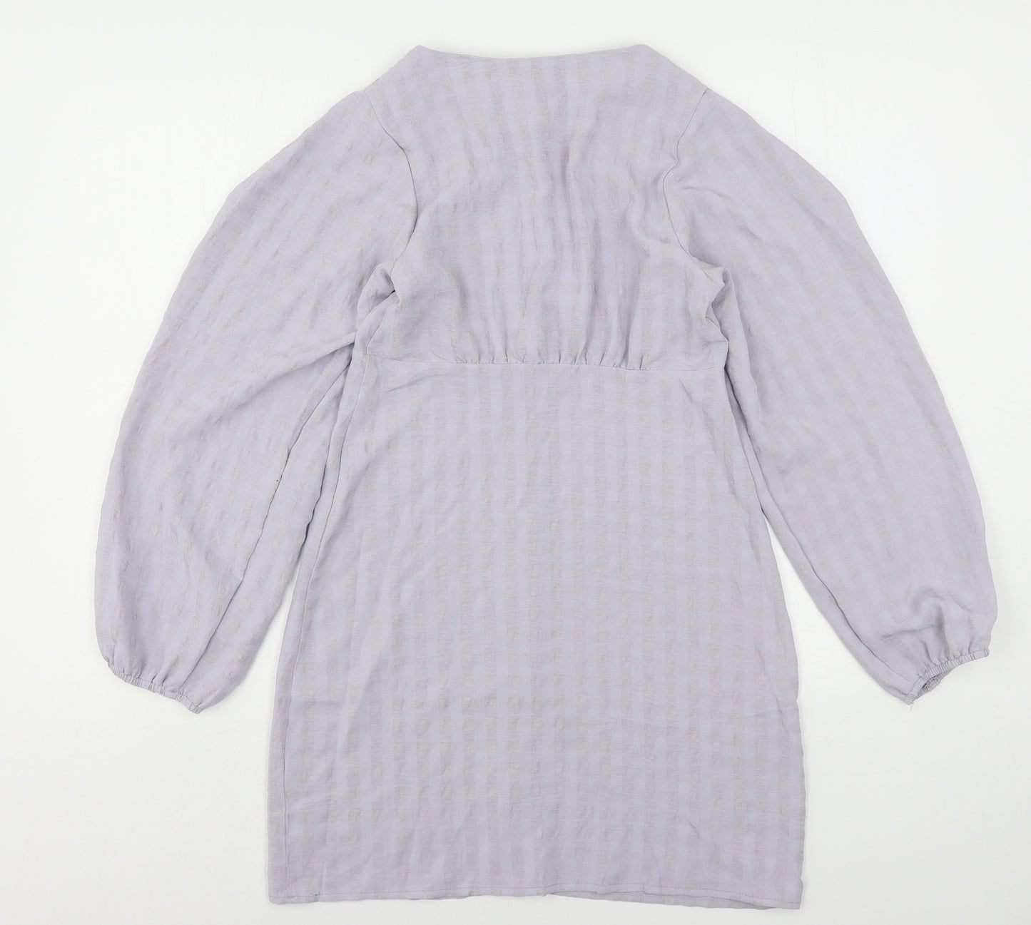 Nasty Gal Womens Purple Striped Polyester Basic Button-Up Size 4 V-Neck