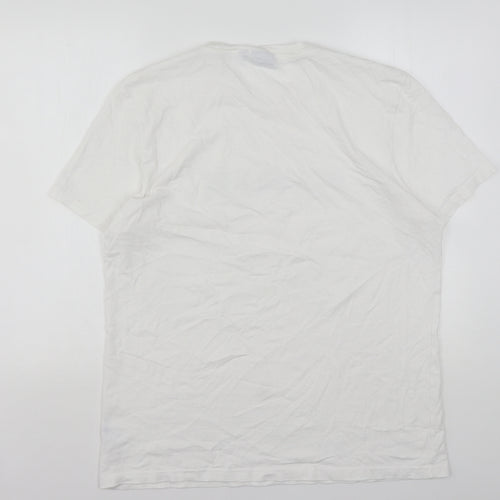 Napapijri Mens White  Polyester  T-Shirt Size L Round Neck