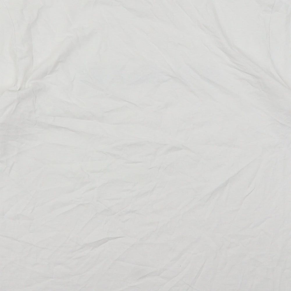 Napapijri Mens White  Polyester  T-Shirt Size L Round Neck
