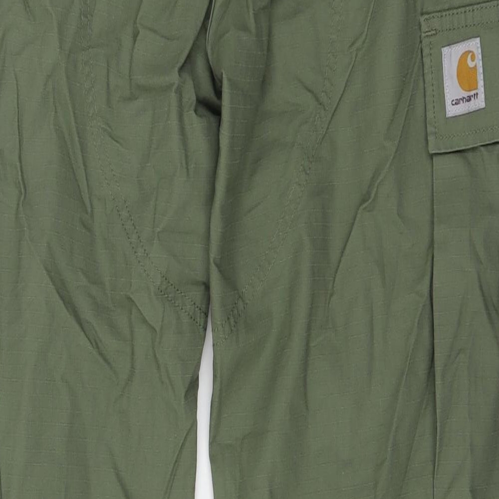 Carhartt WIP Mens Green  Cotton Cargo Trousers Size 34 L32 in Regular Button