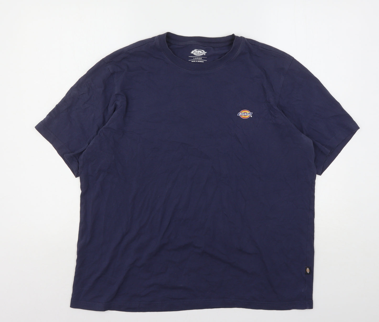 Dickies Mens Blue  Polyester  T-Shirt Size L Round Neck