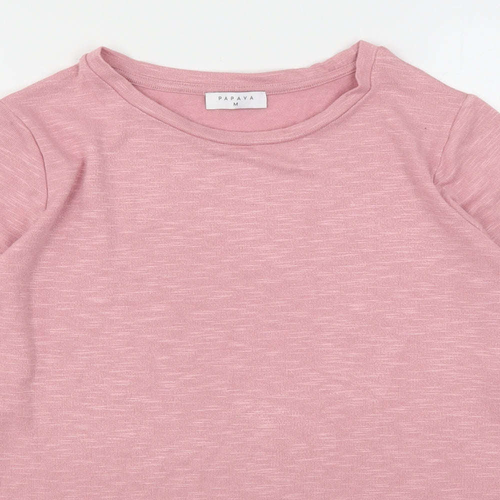 Papaya Womens Pink Round Neck  Viscose Pullover Jumper Size M