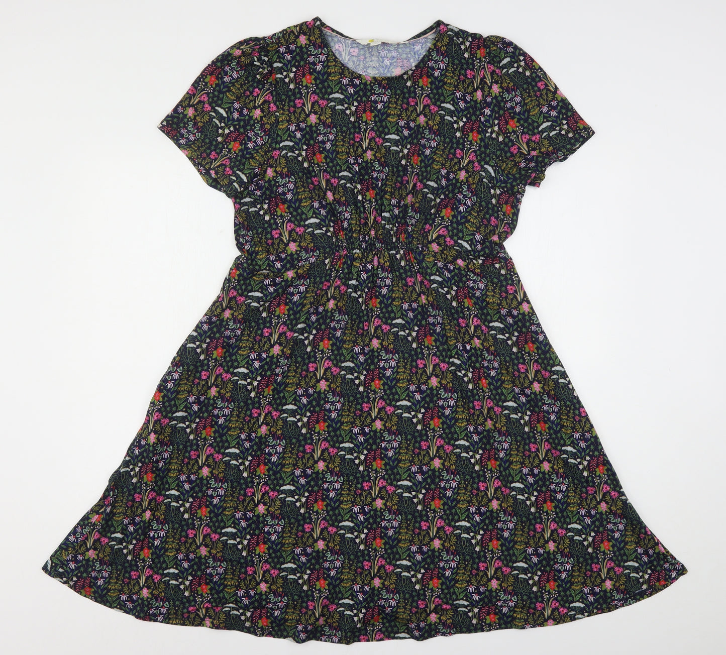 Boden Womens Multicoloured Floral Viscose A-Line  Size 14  Round Neck