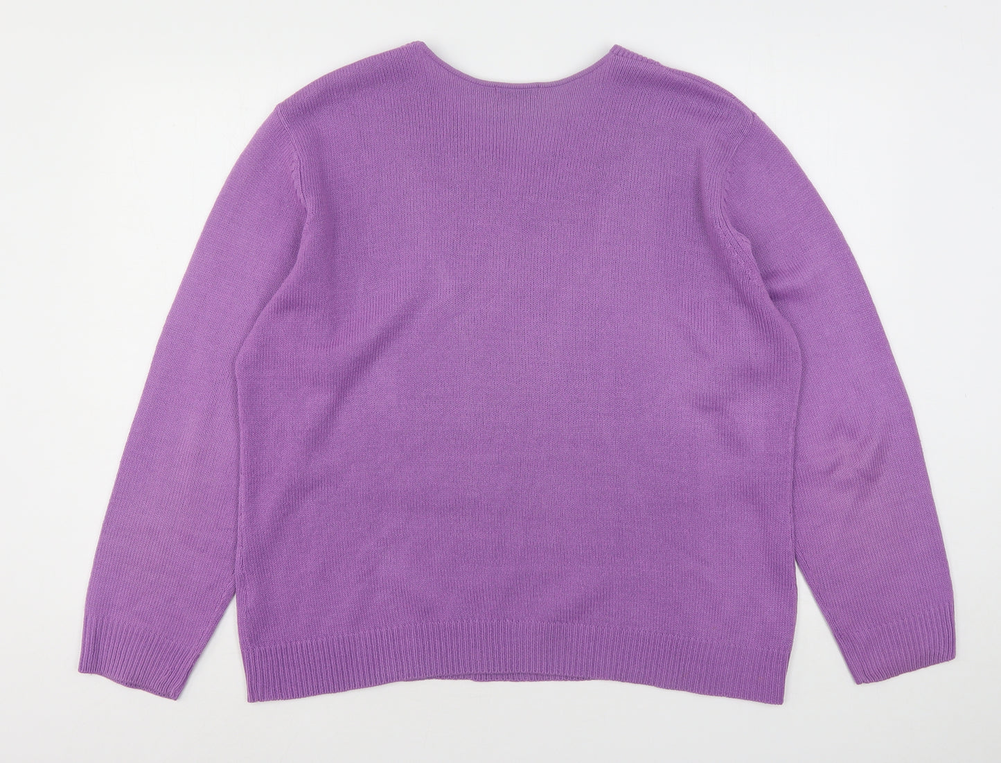 Damart Womens Purple V-Neck  Acrylic Pullover Jumper Size 18