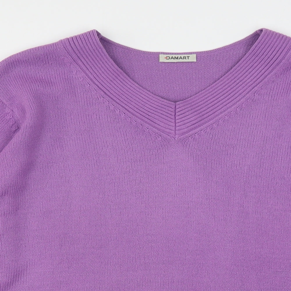 Damart Womens Purple V-Neck  Acrylic Pullover Jumper Size 18