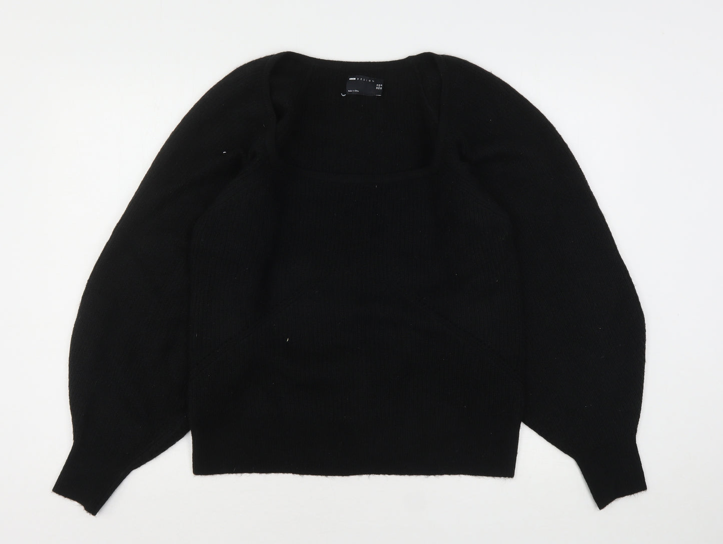 ASOS Womens Black Scoop Neck  Acrylic Pullover Jumper Size 14