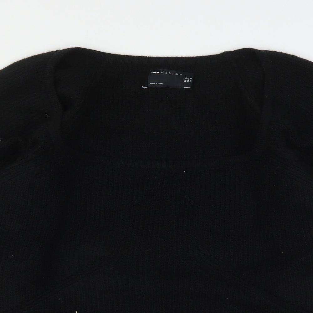 ASOS Womens Black Scoop Neck  Acrylic Pullover Jumper Size 14
