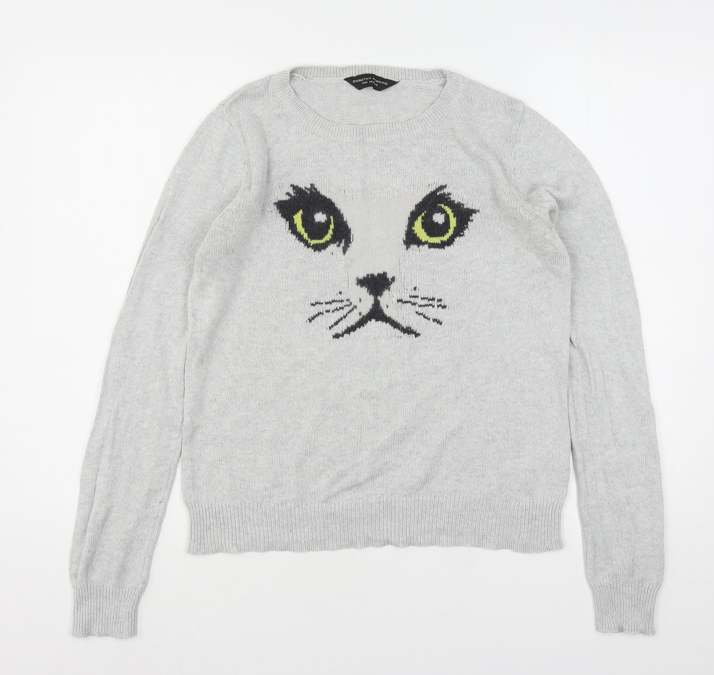 Dorothy Perkins Womens Grey Round Neck  Cotton Pullover Jumper Size 14   - Cat