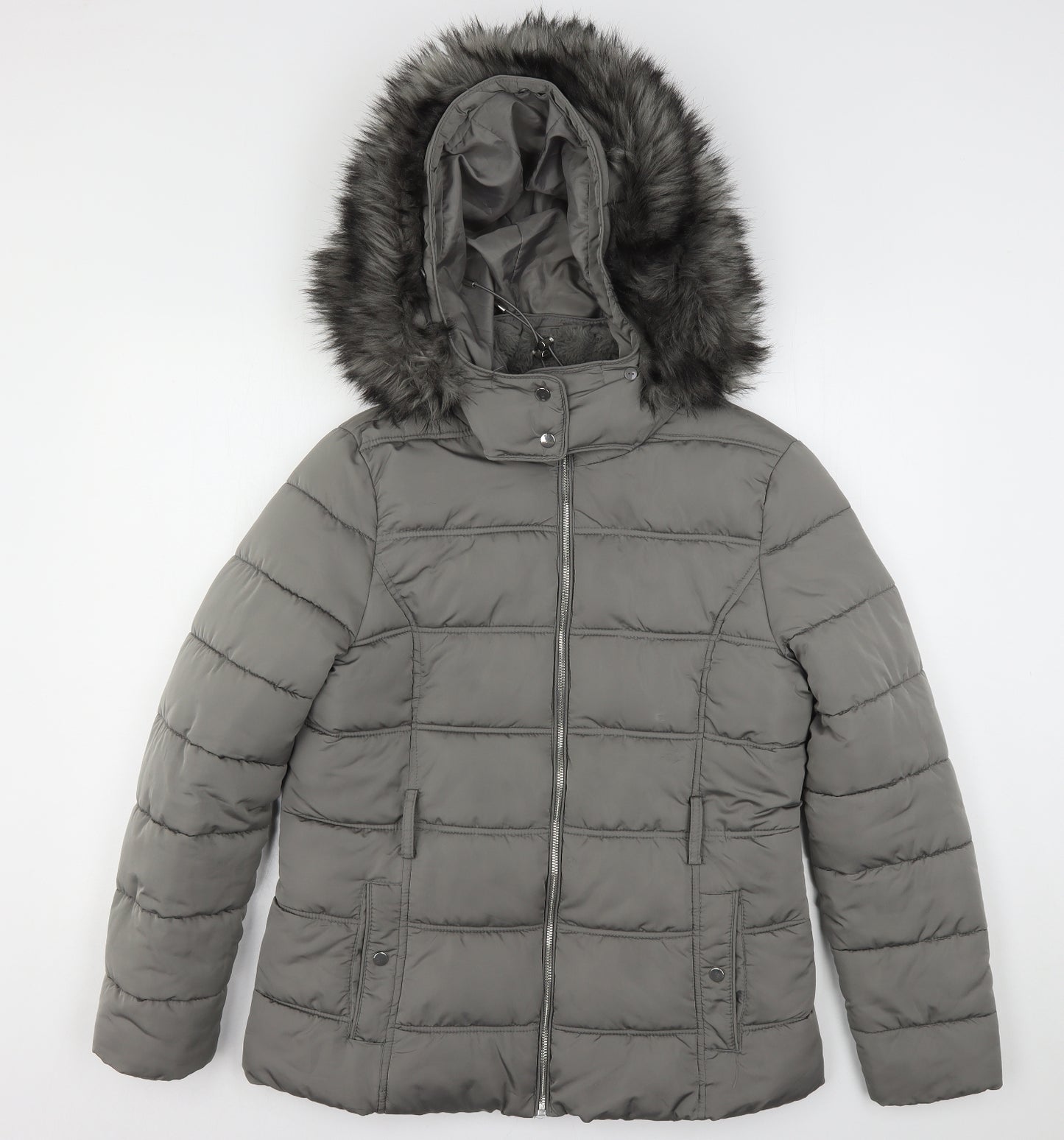 New Look Womens Grey   Parka Coat Size 14