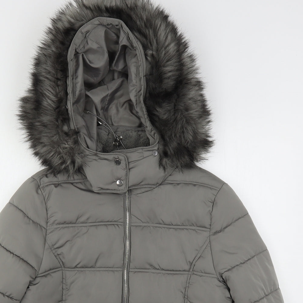 New Look Womens Grey   Parka Coat Size 14