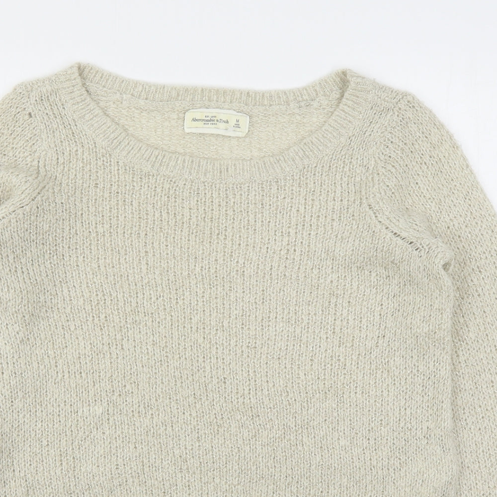 Abercrombie & Fitch Womens Beige Round Neck  Wool Pullover Jumper Size M