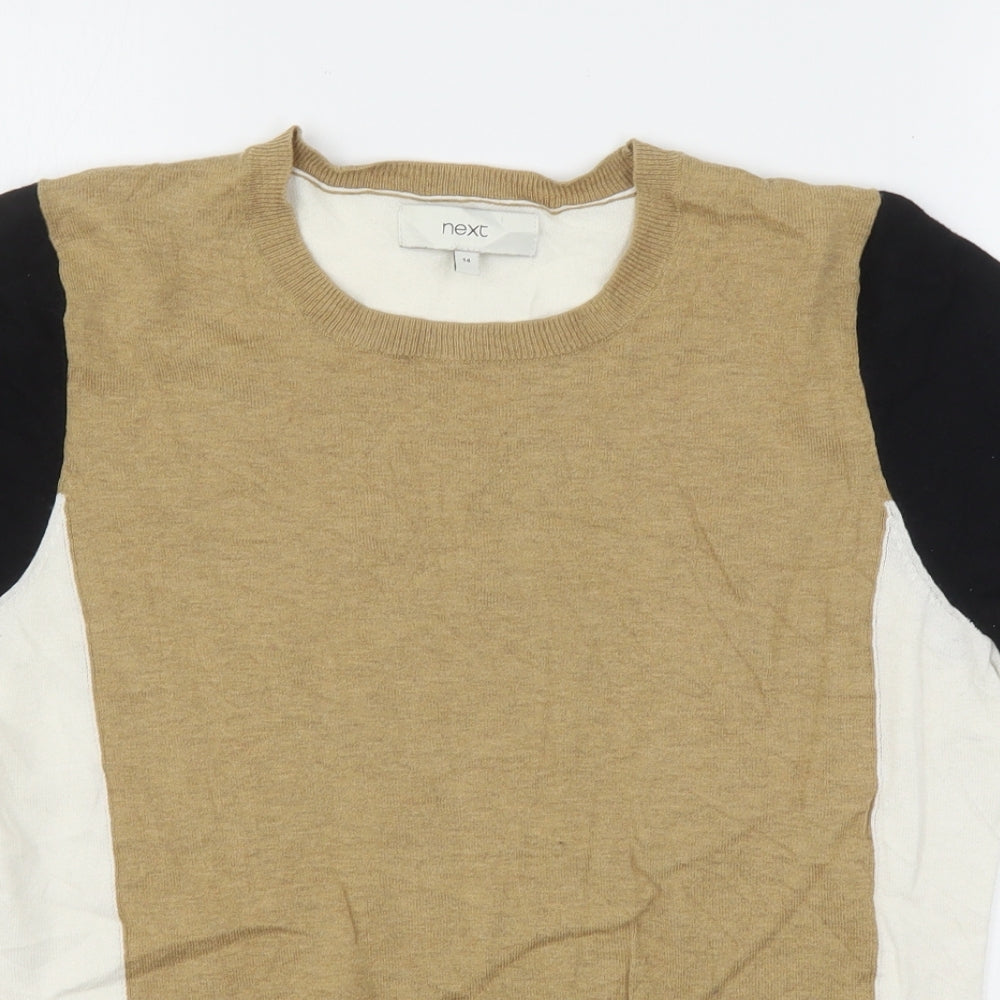 NEXT Womens Multicoloured Round Neck  Cotton Pullover Jumper Size 14