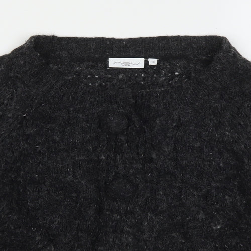New Look Womens Grey Round Neck  Acrylic Cardigan Jumper Size 18