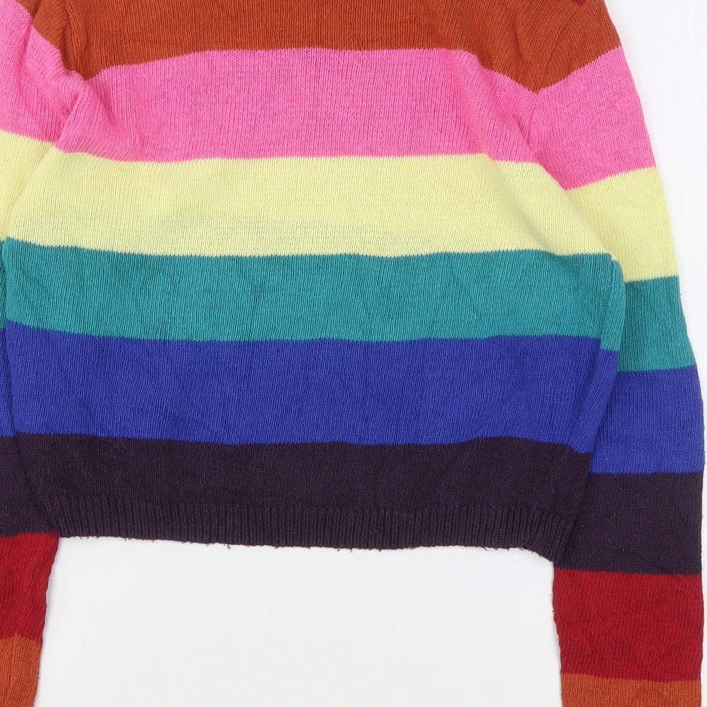 New Look Womens Multicoloured Round Neck Striped Acrylic Pullover Jumper Size S