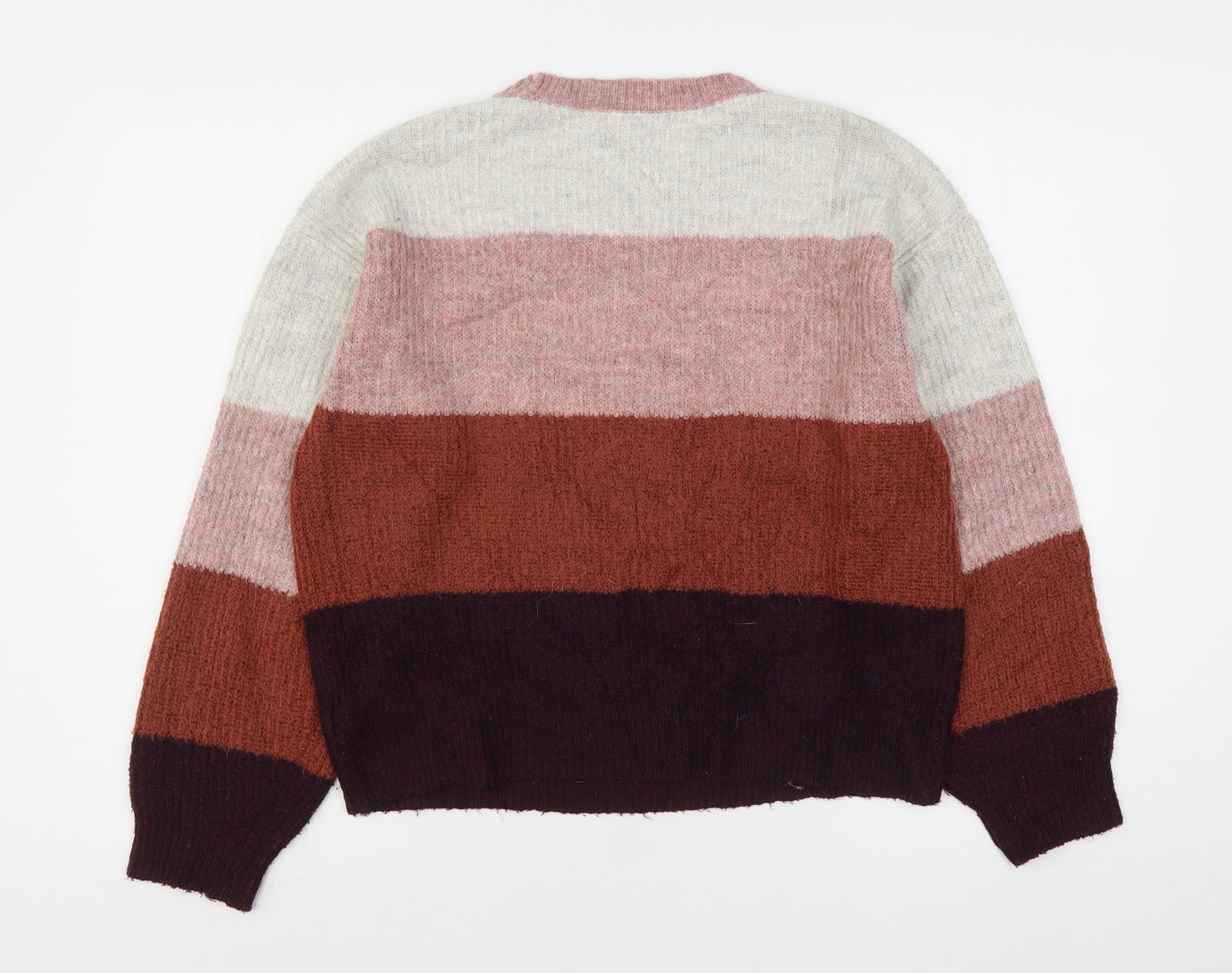 New Look Womens Multicoloured Round Neck Striped Acrylic Pullover Jumper Size S