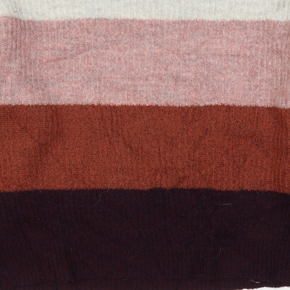 New Look Womens Multicoloured Round Neck Striped Acrylic Pullover Jumper Size S