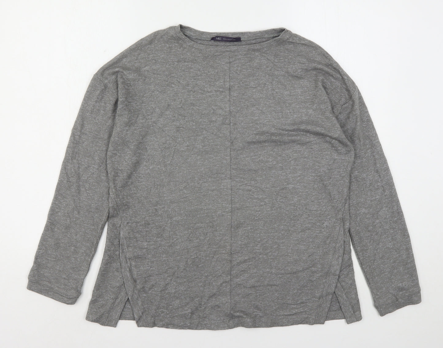 Marks and Spencer Womens Grey Round Neck  Viscose Pullover Jumper Size 12